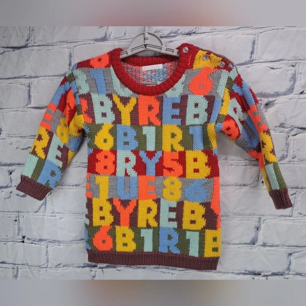 Burberry Children Kids Girls Sweater Dress Alphabet Knit Italy Size 4(US)